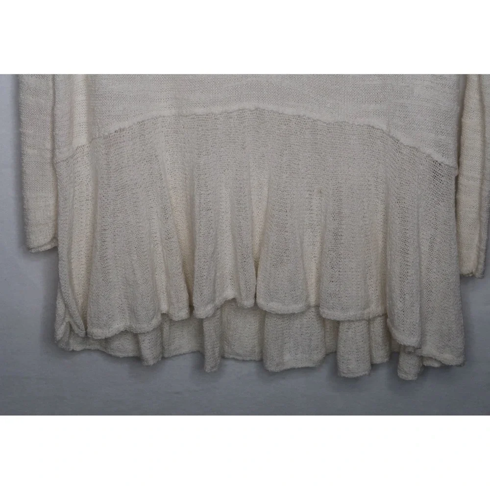 Free People Lace Knit Tunic Sweater Women's S Cream Boho Flowy Coquette Top